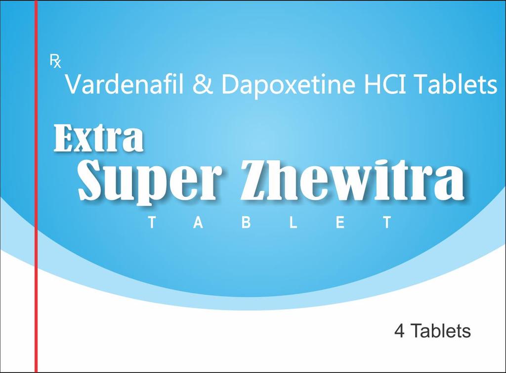 Extra Super Zhewitra - Vardenafil 40mg & Dapoxetine 60mg Extra Super Zhewitra is a blend of Vardenafil and Dapoxetine, Used in the treatment of Premature discharge and erectile brokenness.