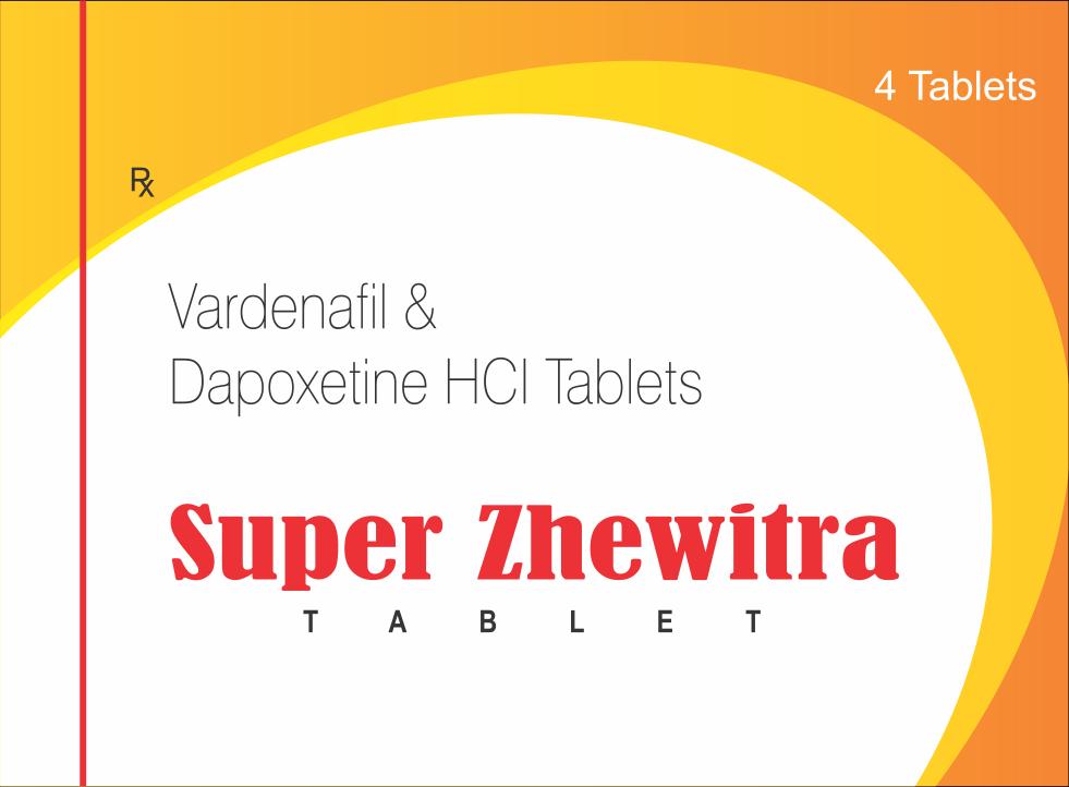 Super Zhewitra - Vardenafil 20mg with Dapoxetin 60mg Super Zhewitra is a combination of Verdenafil Hydrochloride and Dapoxetine Hydrochloride.