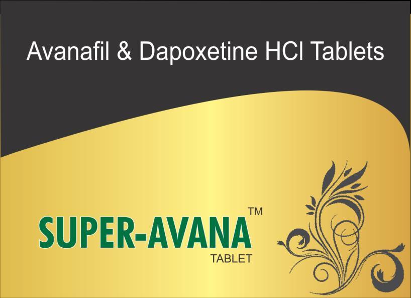 Super Avana - Avanafil 100mg with Dapoxetine 60mg Super Avana contains two active ingredients at once which are Avanafil and Dapoxetine.