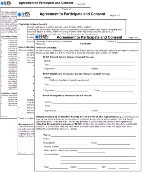 Step 5: Sign & Send Agreement to Participate The facility Administrator will immediately receive an NHSN email NHSN Facility Enrollment Submitted with a link to the required Agreement to Participate