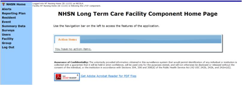 Landing Page Select Long Term Care Facility Click