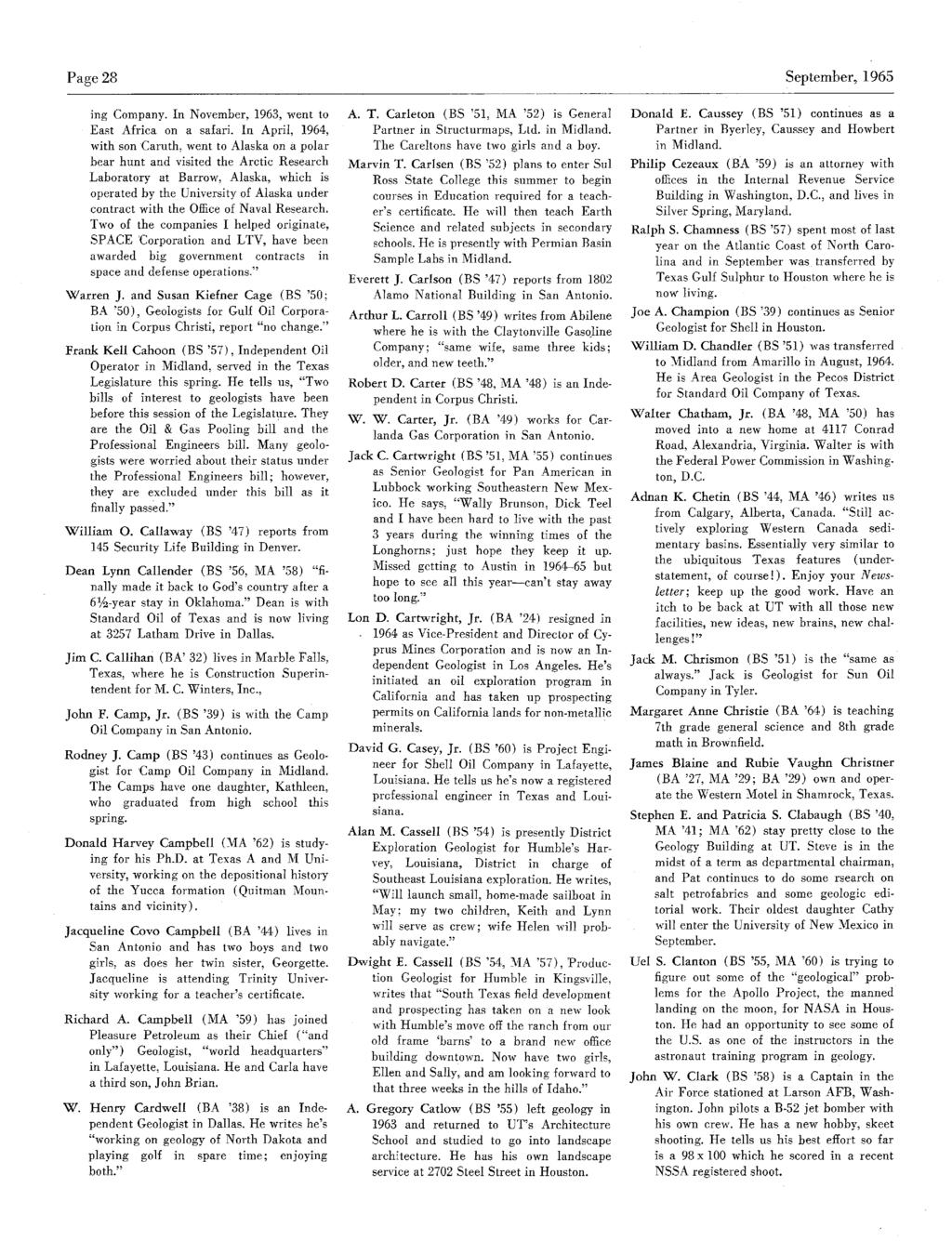Page 28 ing Company. InNovember,1963, went to East Africa on a safari.