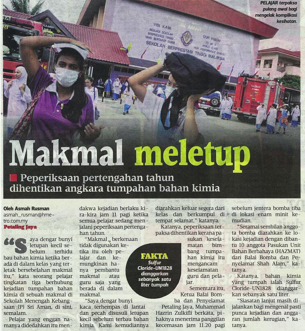 OSH In the news News Headline Makmal Meletup Publication:
