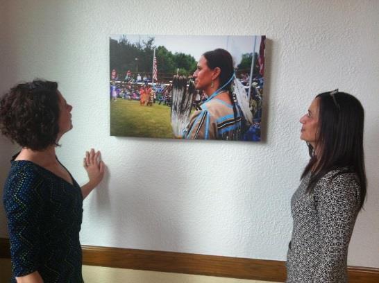 Ivy presented her with a photograph of Sandi at last summer's Grand Portage