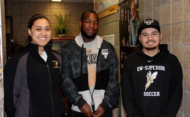 UW-Superior Students/Athletes Jade Tucker, Reyman Solis, and Marquise Slay spent