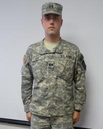 S. ARMY tape U.S. ARMY Tape: Left Breast SSI-FWTS: Centered Right Arm Unit Patch (CC): Left Arm Proper wear and appearance