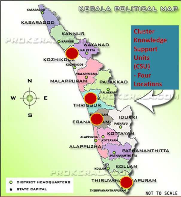 Cluster II Central Kerala Cluster III North Central Cluster IIV North Alappuzha, Kottayam, Ernakulam, Idukki, Thrissur Thrissur, Palakkad, Malappuram Kozhikode, Wayanad, Kannur, Kasarkode Ernakulam