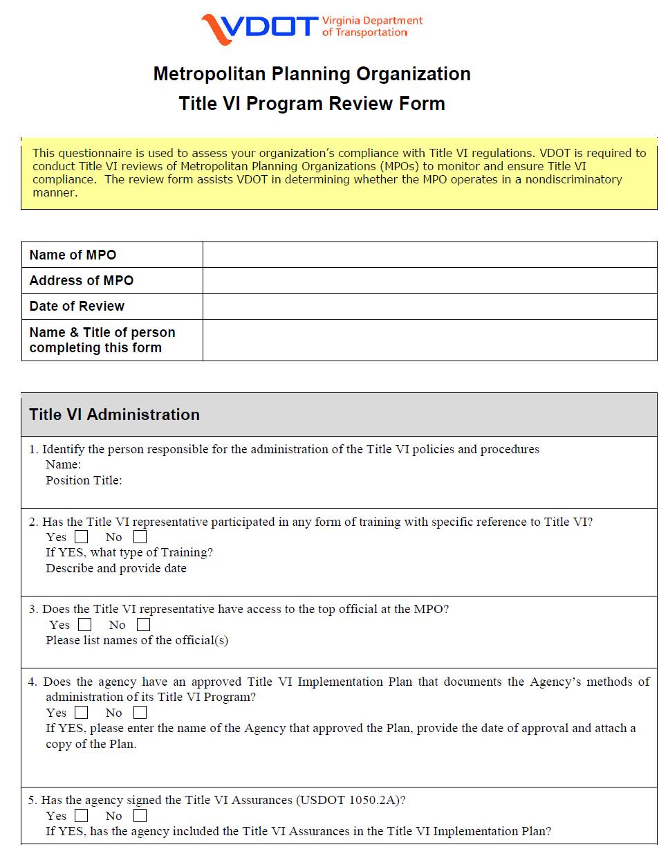 APPENDIX G MPO and PDC Review Forms,