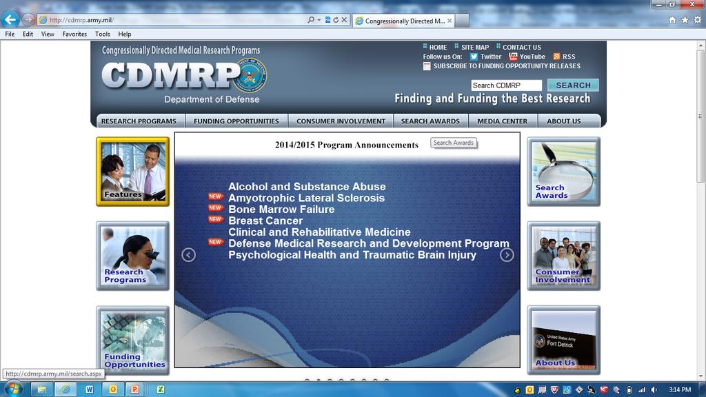 Announcements on the CDMRP Website http://cdmrp.army.