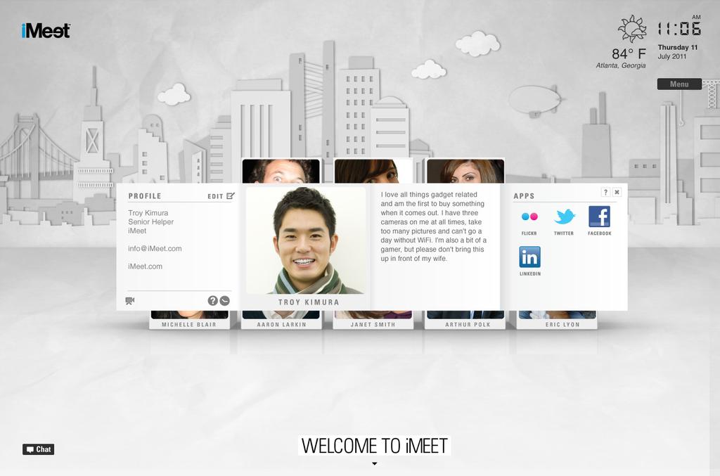 Profile By clicking info in any guest's cube, their cube will open and their personal profile info will be displayed.
