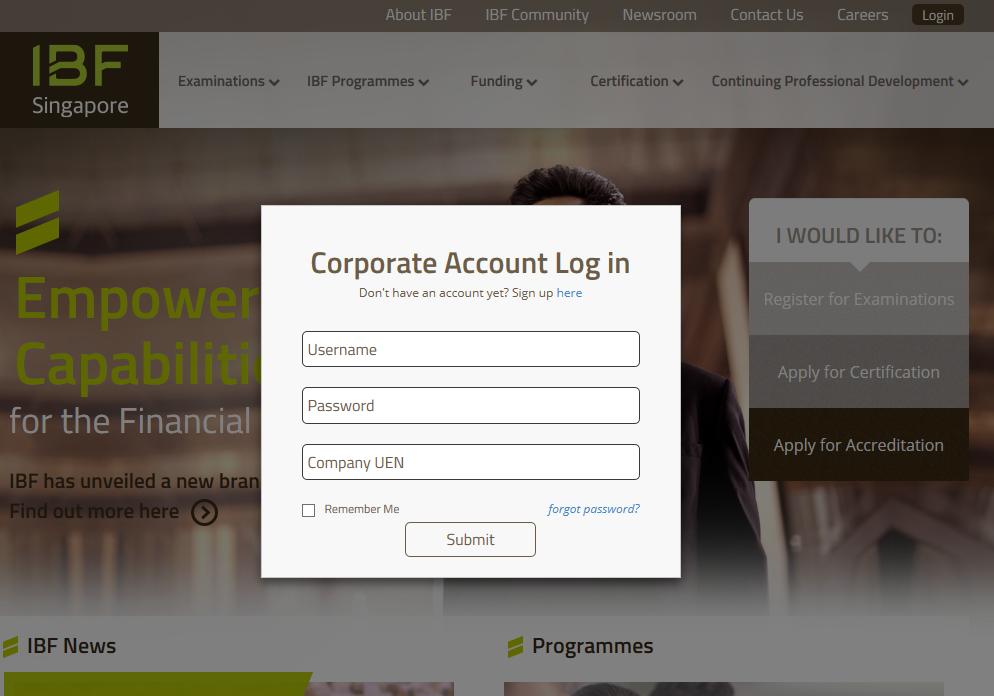 1 Login After IBF has approved the application for Corporate Account
