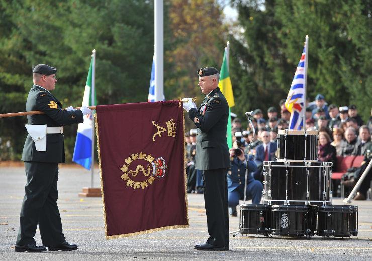The Colonel Commandant places The Princess Royal s Banner on the altar of drums