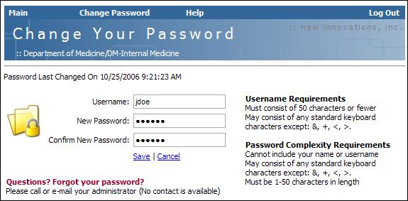 Select Main > Change Your Password You can change both your Username and Password according