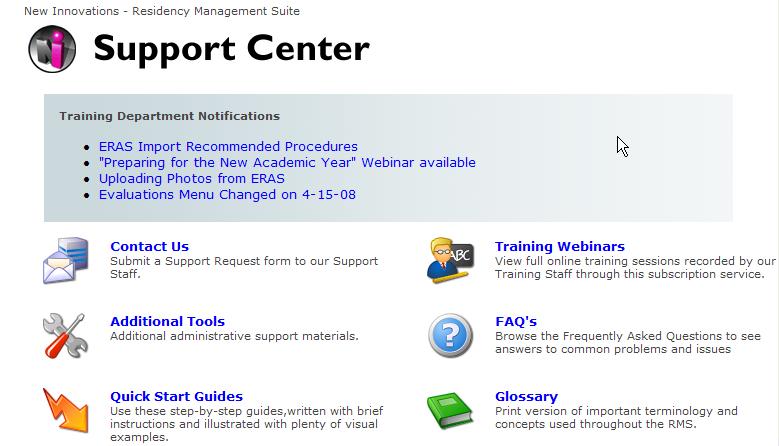 New Innovations provides regularly updated Online Help Documentation, Step- By-Step Guides, and