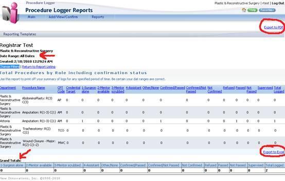 Last Updated: 25 May 2010 Q. How can I get a report of my logged procedures A.