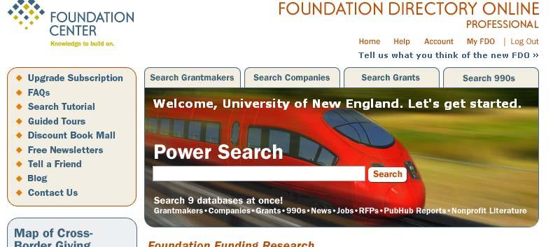 Office of Sponsored Programs Pickus Building BC, Linnell Hall PC Foundation Directory The University of New England pays for access to the Foundation Directory for access by all members of our