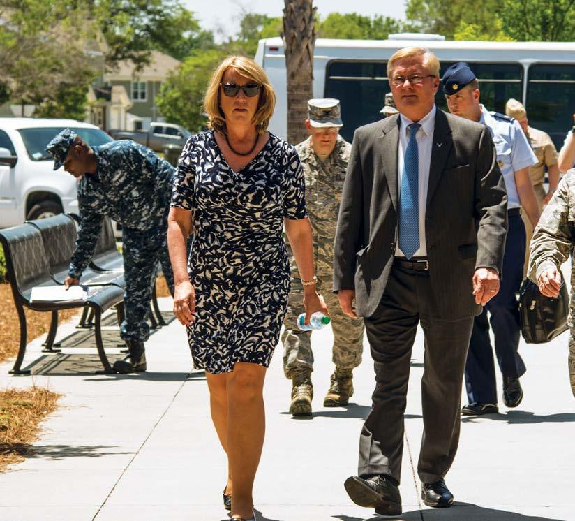 Left: Despite his busy professional schedule, Frank Beatty participates in Air Force events with his wife, Air Force Secretary Deborah Lee James.