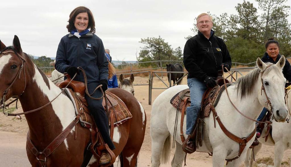 USAF photo by Scott M. Ash Welsh and Beatty spent time at the Warrior Wellness Program that the Air Force Academy Equestrian Center runs, Oct. 3, 2014.