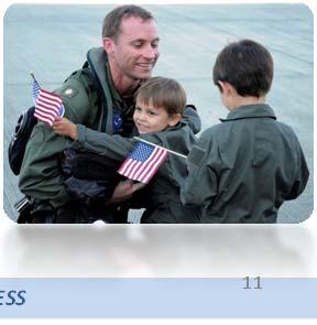 Military Family Priorities 2011 President s initiative: Strengthening our Military Families by addressing: Wellbeing and psychological health of military family Excellence in military child s