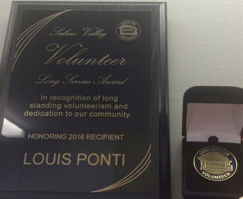 SALMO VALLEY LONG SERVICE AWARD New award to honour
