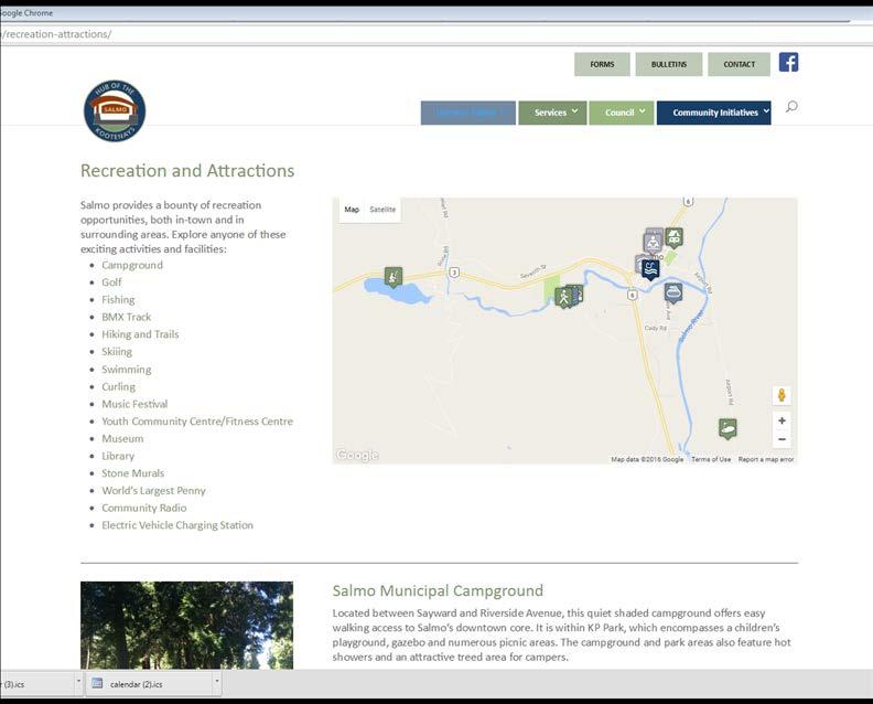 Expanded Recreation & Attractions Page.