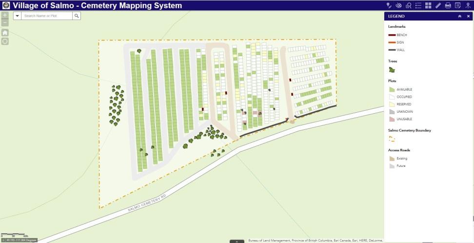 CEMETERY MAPPING Online mapping system 400+ plots.