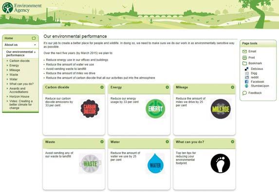 Sustainability reporting in government Appendix Three 35 Appendix Three Case study two: The Environment Agency Uses internet reporting to supplement the information in its Annual Report, by providing