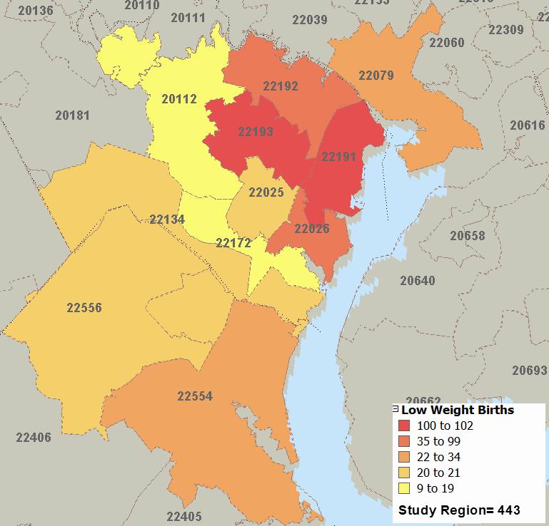 Map 18: Total Live Births, 2011 Map 19: Low Weight Births, 2011 Source: Community