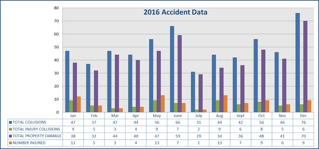 Page 6 Annual Report 2016 ACTIVITY STATISTICS ACCIDENTS Frankfort police regularly respond to accidents that occur within the Village limits as well as on State and County routes that run through the