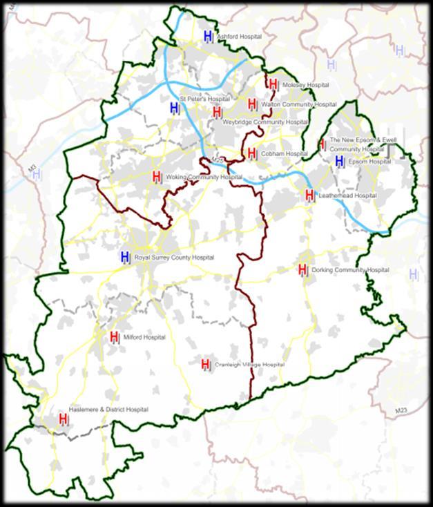 North West Surrey CCG is part of the Surrey Heartlands footprint which also includes the areas covered by Guildford and Waverley and Surrey Downs CCGs (see map).