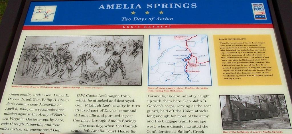 Amelia Springs April 5-6, 1865 On April 5, Confederate cavalry under Fitzhugh Lee and Rosser assaulted Union cavalry under George Crook as they returned from