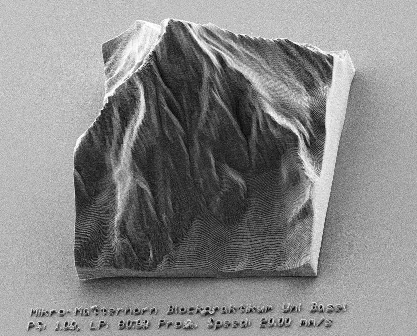 20 μm 5 nm Nanosize Matterhorn written with 3D laser lithography (by T. Matter, M. Müller, J. Charmillot, and G.