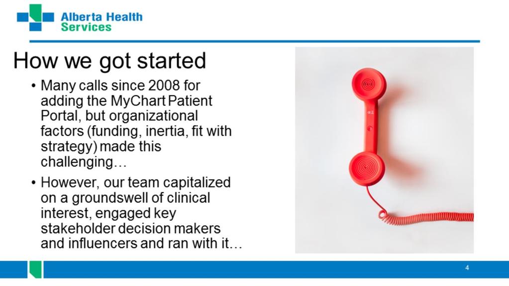 Physicians had been calling for MyChart for years, but organizational factors (focus on ambulatory clinics, funding, alignment with other initiatives, inertia, etc.) prevented its launch.