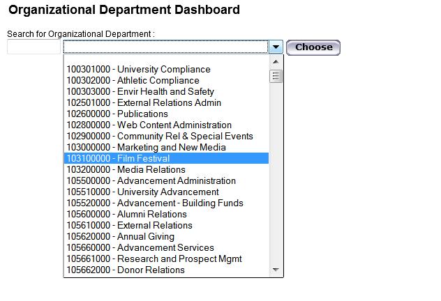 If an effort coordinator is assigned to multiple departments, each department can be accessed from a drop-down menu.
