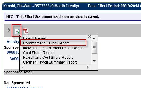 The second way to view commitment data is by running the commitment Listing Report (Figure 18)