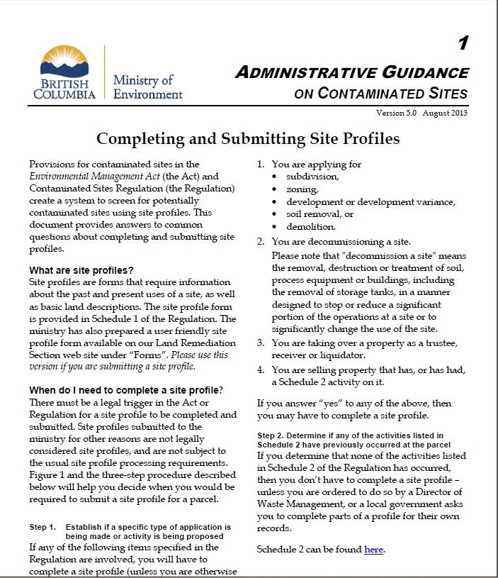 Completing and Submitting Site Administrative Guidance on Contaminated Sites #1 Profiles 22 Step 1. Step 2. Step 3. Step 4.