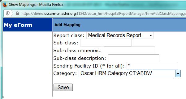9. The New HRM Class/document name mapping can also be defined by authorized users from the same Administration screen under the Misc tab. b. Scroll down to the Misc section and select Hospital Report Manager (HRM) Class Mappings to open the table of Class mapping c.