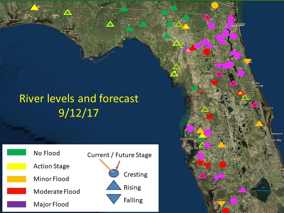 Significant river flooding will continue over the next several days as heavy rainfall from Hurricane Irma drains into Florida Peninsula rivers.
