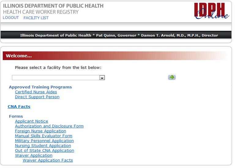 Open Internet Explorer and enter www.idphnet.illinois.gov in the address bar (not the search box) to log into the IDPH HAN Web Portal and the Health Care Worker Registry.