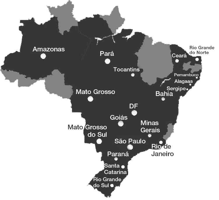 70 VOLUME 17: EXPERIENCES IN DEVELOPING CAPACITY FOR SUSTAINABLE DEVELOPMENT Figure 1 Federal units of Brazil in which PAPPE has been implemented.