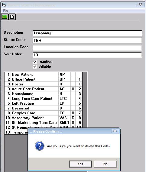 2) Click the Inactive box if the status is to NOT be included for the physician s active patient panel. 3) Save (by clicking the floppy disk icon).