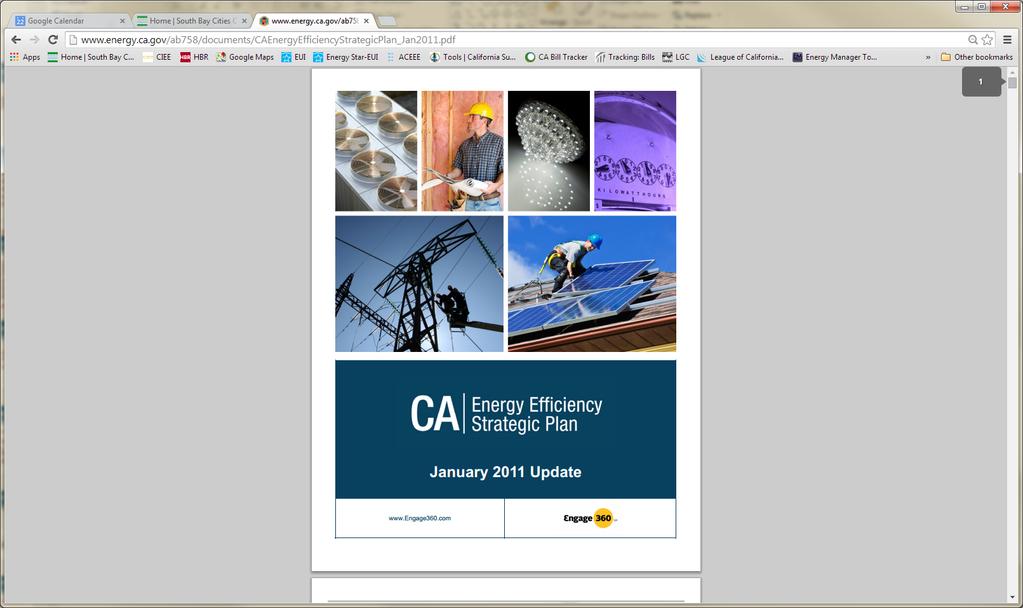 Efficiency Strategic Plan (CAEESP) Local governments lead by example Establish utility