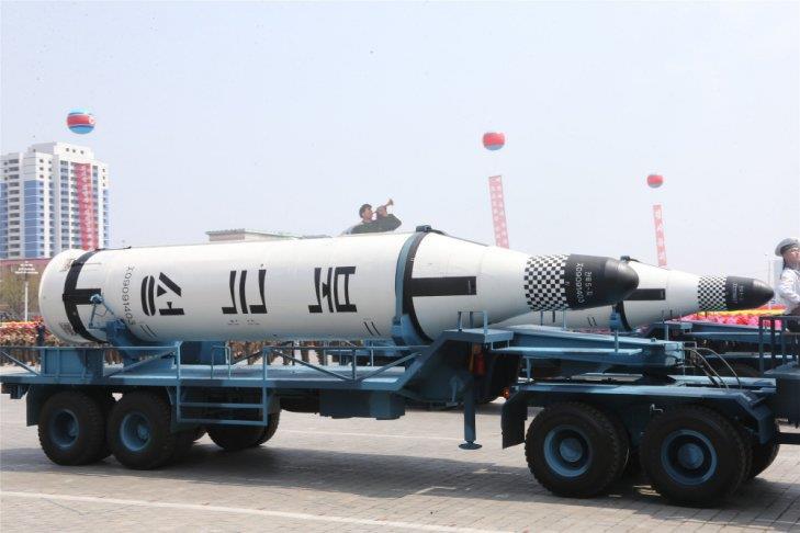 For the first time mock-ups of the Pukkuksong-1 (also referred to as the Bukgeukseong-1, or by the US as the KN-11) submarine-launched ballistic missile (SLBM) were shown at a North Korean parade.