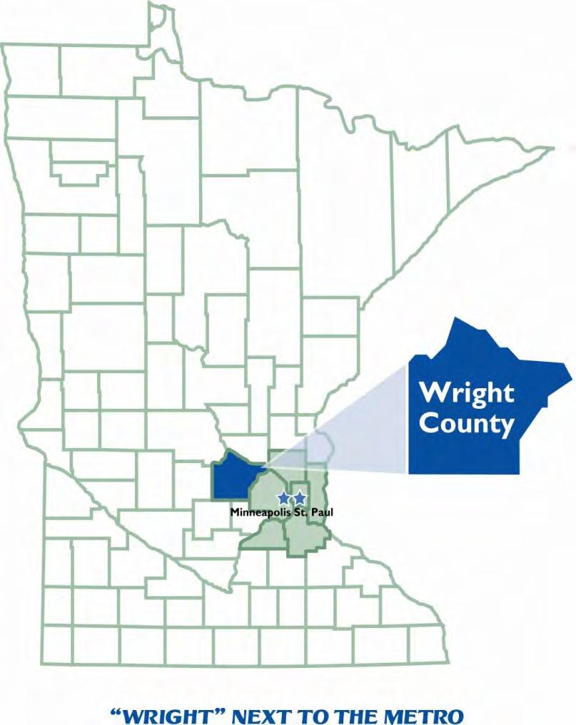 Map of MN with counties split out highlighting Wright County