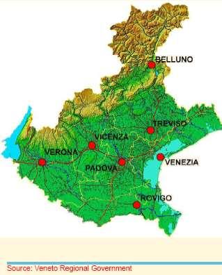 The Population Structure (2013 ISTAT data) VENETO ITALY Total population: 4.926.818 60,786,668 N. Families: 2,048,851 25,805,504 Members per family: 2.40 2.60 Birth rate: 8.6 9.2 Death rate: 9.4 9.