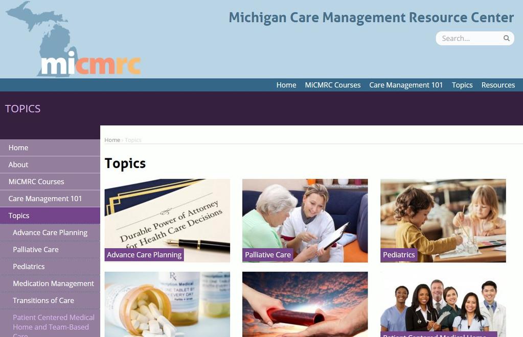 Michigan Care Management Resource Center Website micmrc.