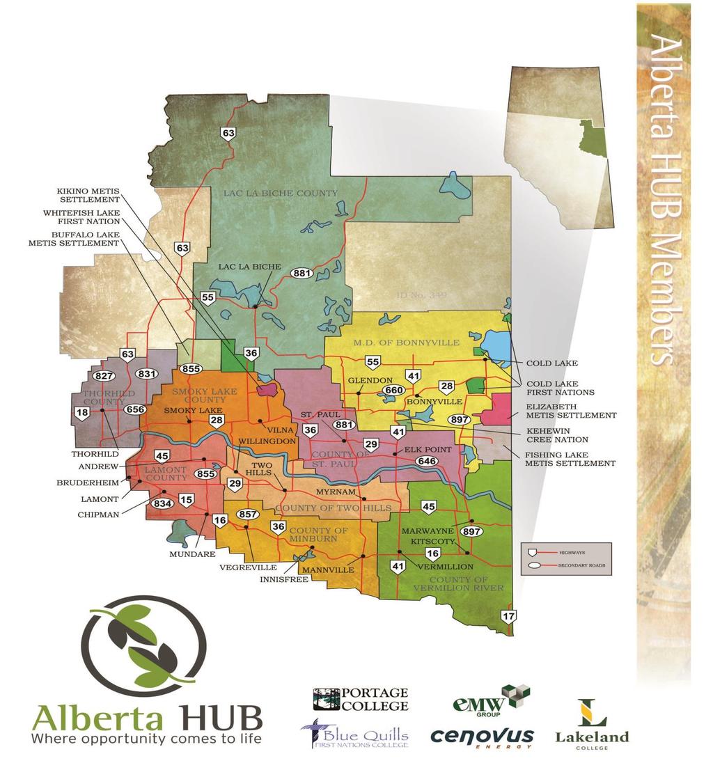 HUB is recognized as a partnership of Northeast Alberta Communities, post-secondary educational institutions,