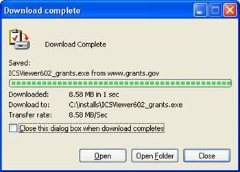 This will download the program. While the program is downloading, the Download complete window will show its progress.