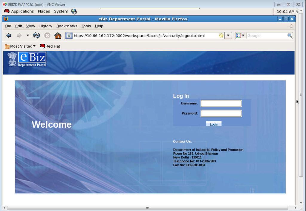 Figure 24 - Department login page Inbox of Receiving Hand opens with list of