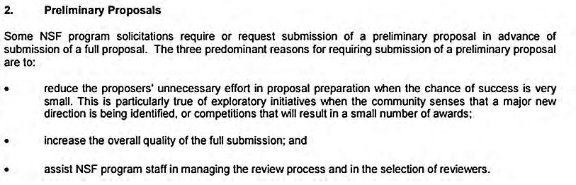 Types of Proposal Submissions PRELIMINARY